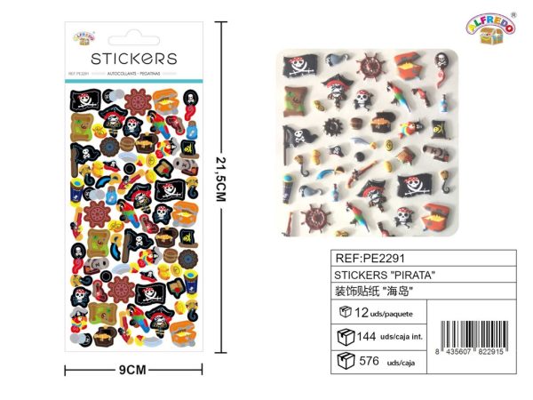 Stickers de Pirata 9x21.5 cm - Adhesivos infantiles