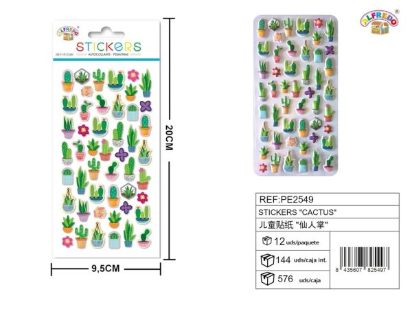 Stickers de cactus 9.5x20 cm - Pegatinas infantiles