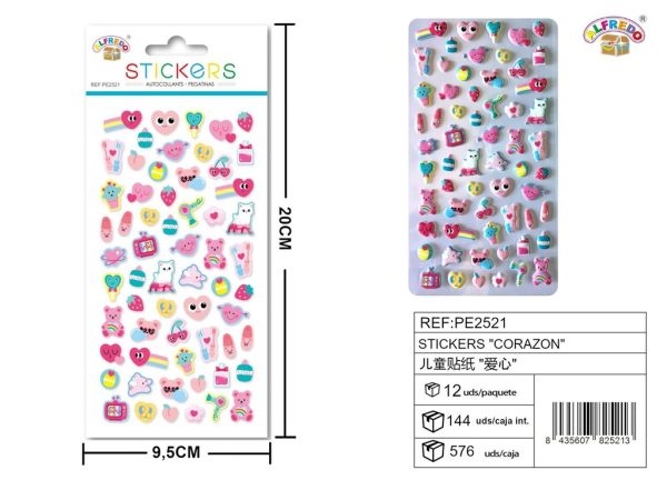 Stickers de corazón 9.5x20 cm - Pegatinas infantiles