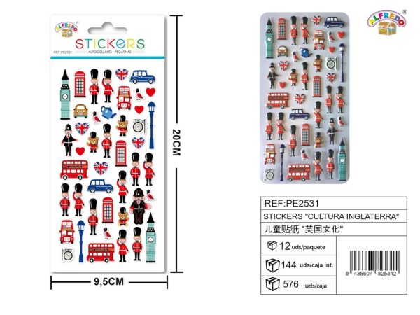 Stickers de cultura Inglaterra 9.5x20 cm - Pegatinas infantiles