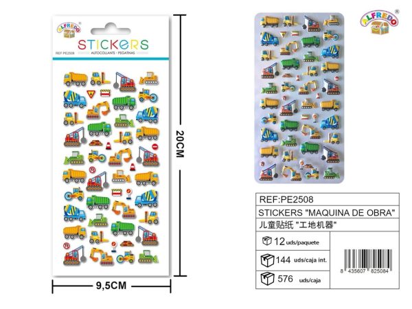 Stickers de máquina de obra 9.5x20 cm - Pegatinas infantiles