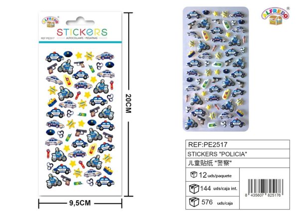 Stickers de policía 9.5x20 cm - Pegatinas infantiles