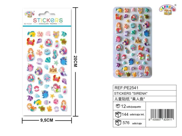 Stickers de sirena 9.5x20 cm - Pegatinas infantiles