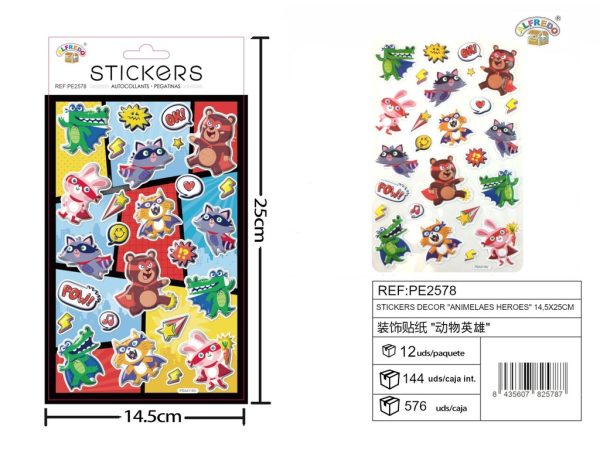 Stickers decor "Animales héroes" 14.5 x 25 cm - Stickers para niños