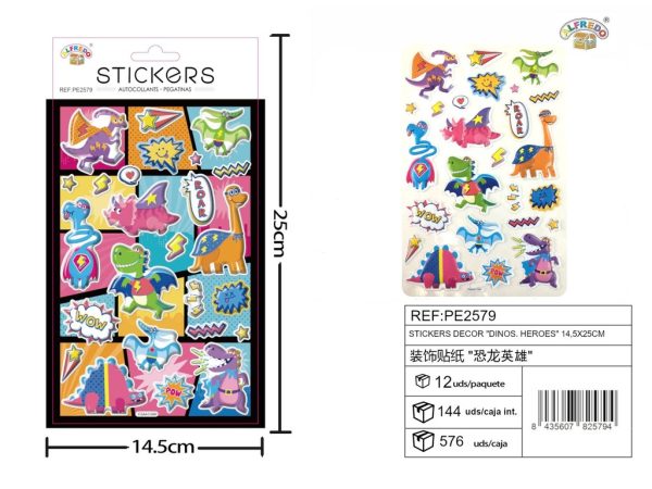 Stickers decor "Dinos héroes" 14.5 x 25 cm - Stickers para niños
