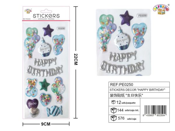 Stickers decor "happy birthday" 9.5x22 cm - Pegatinas infantiles decorativas