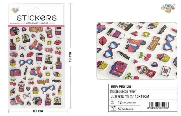 Stickers decor "pink" 10x19 cm - Pegatinas surtidas infantiles