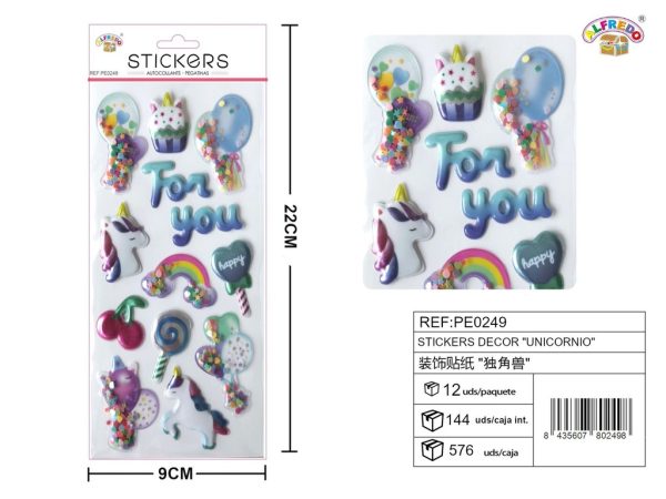 Stickers decor "unicornio" 9.5x22 cm - Pegatinas infantiles decorativas