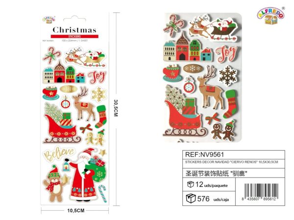 Stickers decor navidad "ciervo renos" 10.5x30.5 cm - Artículos navideños