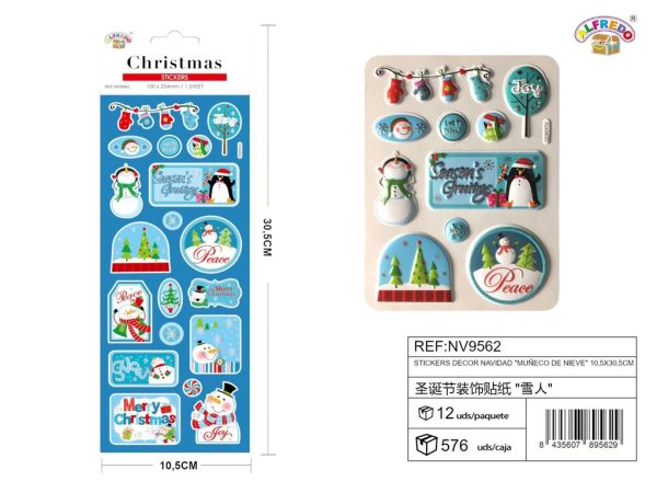 Stickers decor navidad "muñeco de nieve" 10.5x30.5 cm - Artículos navideños