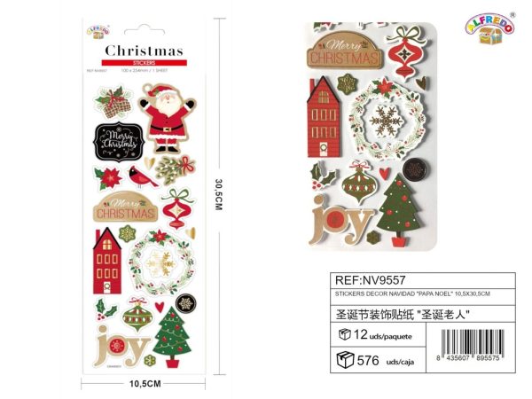 Stickers decor navidad "papá noel" 10.5x30.5 cm - Artículos navideños
