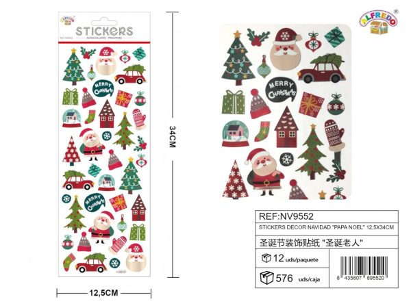 Stickers decor navidad "papá noel" 12.5x34 cm - Artículos navideños