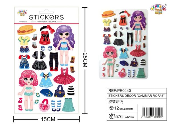 Stickers decorativos "Cambia Ropas" 15x25cm para manualidades y decoración infantil