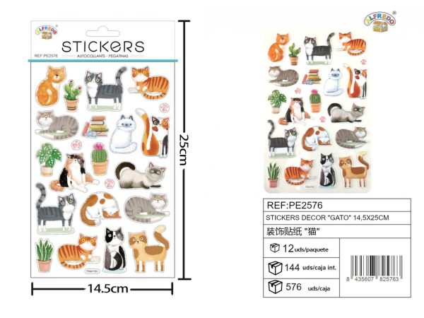 Stickers decorativos "Gato" 14.5x25cm para manualidades y decoración