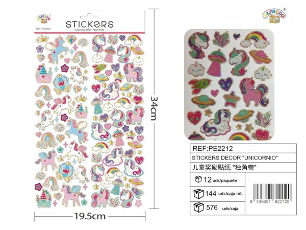 Stickers decorativos "Unicornio" 19,5x34cm para manualidades