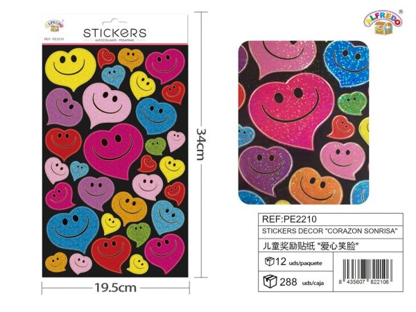 Stickers decorativos "corazón sonrisa" 19.5x34cm para manualidades