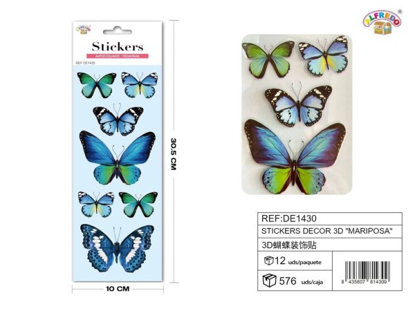 Stickers decorativos 3D "Mariposa" 10x30.5cm - Decoración para el hogar