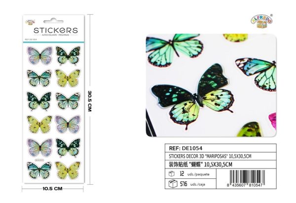 Stickers decorativos 3D "Mariposas" 10.5x30.5cm - Decoración de interiores