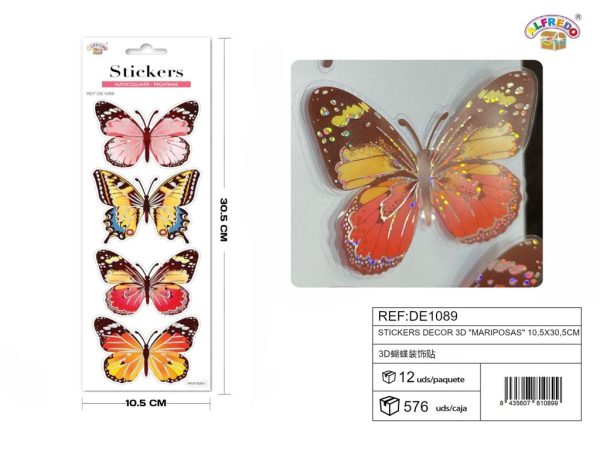 Stickers decorativos 3D "Mariposas" 10.5x30.5cm para manualidades y decoración