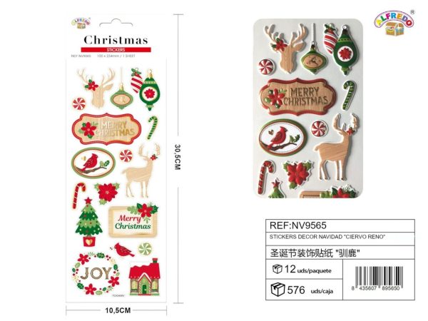 Stickers decorativos de Navidad "Ciervo Reno" 10.5x30.5cm para decoración navideña