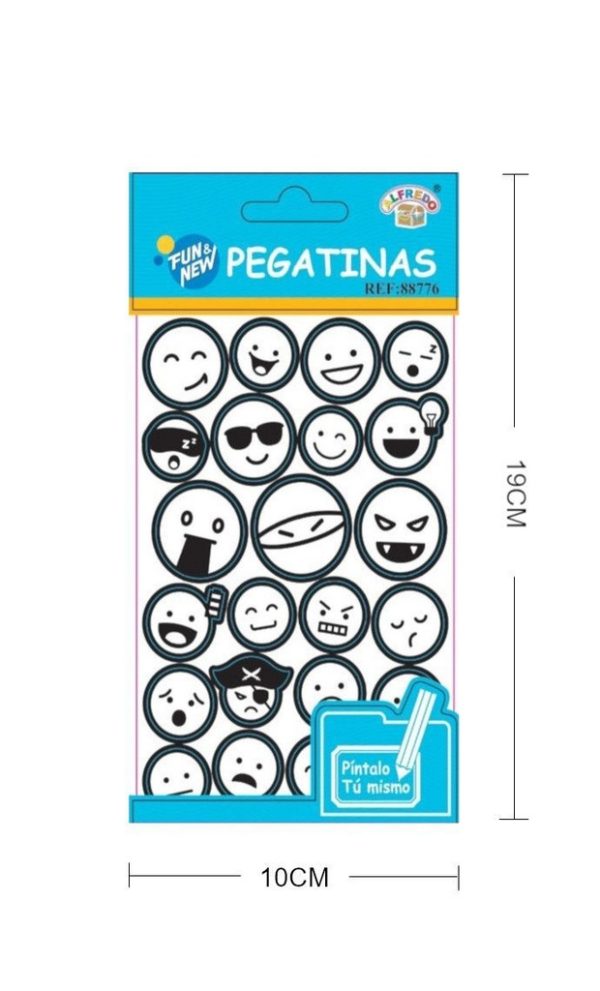 Stickers emoticonos para colorear 10x19cm para manualidades
