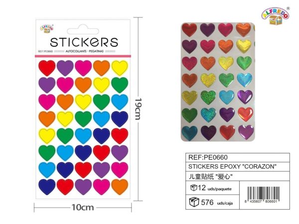 Stickers epoxy "corazón" 10x19 cm - Pegatinas surtidas infantiles