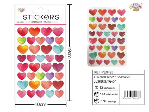 Stickers epoxy "corazón" 10x19 cm - Pegatinas surtidas infantiles - Imagen 2