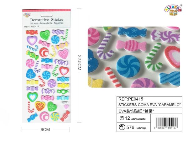 Stickers goma EVA "caramelo" 9x22.5 cm - Pegatinas de manualidades