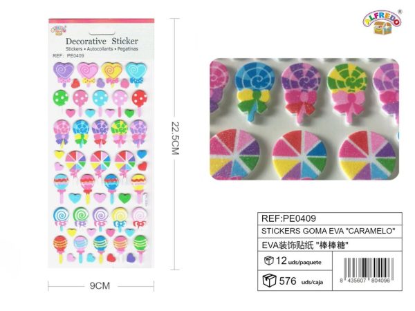 Stickers goma EVA "caramelo" 9x22.5 cm - Pegatinas de manualidades - Imagen 2