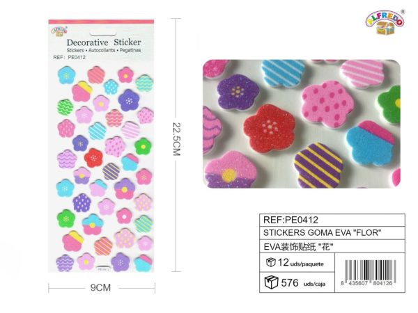 Stickers goma EVA "flor" 9x22.5 cm - Pegatinas de manualidades