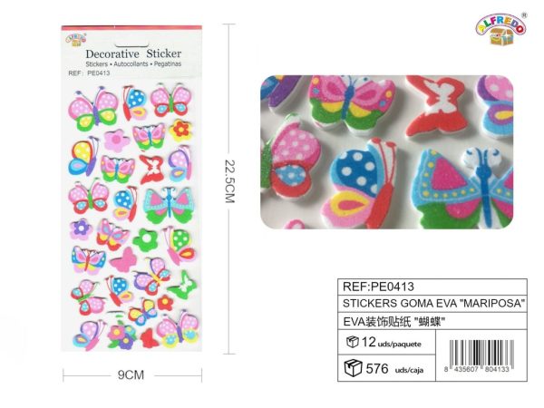 Stickers goma EVA "mariposa" 9x22.5 cm - Pegatinas de manualidades