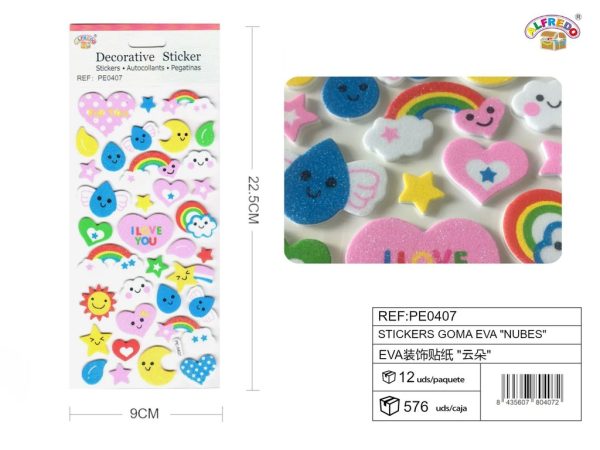 Stickers goma EVA "nubes" 9x22.5 cm - Pegatinas de manualidades