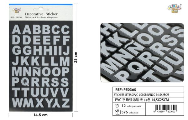 Stickers letras PVC color blanco 14.5X25 cm - Pegatinas decorativas