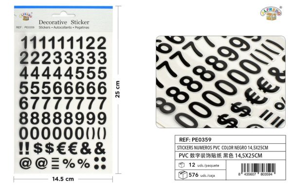 Stickers números PVC color negro 14.5X25 cm - Pegatinas decorativas