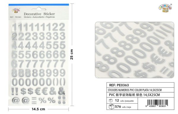 Stickers números PVC color plata 14.5X25 cm - Pegatinas decorativas - Imagen 2