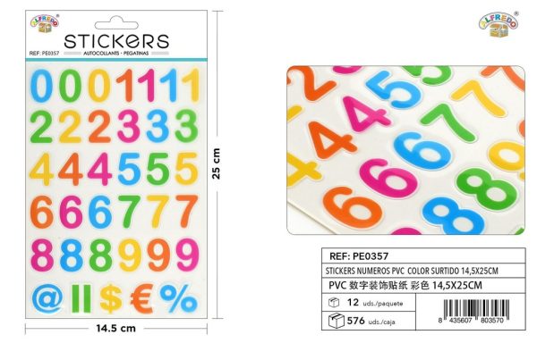 Stickers números PVC color surtido 14.5X25 cm - Pegatinas decorativas