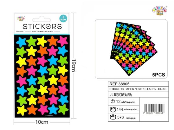 Stickers papel "Estrellas" 5 hojas 10x19 cm - Pegatinas para niños - Imagen 2