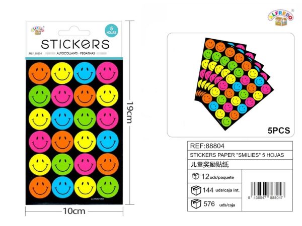 Stickers papel "Smilies" 5 hojas 10x19 cm - Pegatinas para niños - Imagen 2