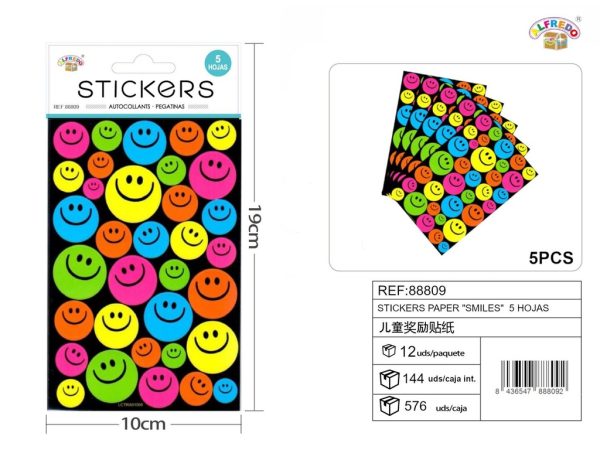 Stickers papel "Smilies" 5 hojas 10x19 cm - Pegatinas para niños - Imagen 4