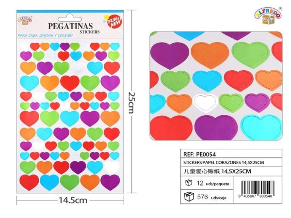 Stickers papel corazones 14.5x25 cm - Pegatinas decorativas para niños - Imagen 2