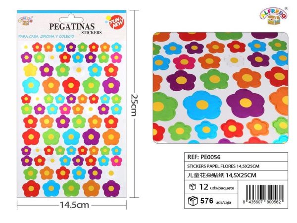Stickers papel flores 14.5x25 cm - Pegatinas decorativas para niños
