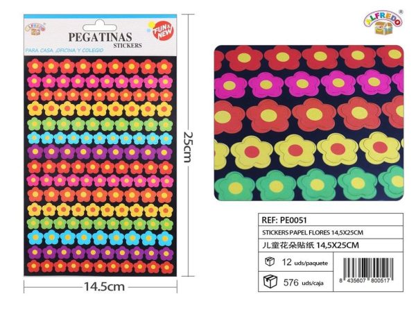 Stickers papel flores 14.5x25 cm - Pegatinas decorativas para niños - Imagen 2