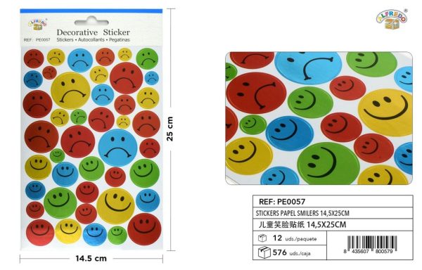 Stickers papel sonrisas 14.5x25 cm - Pegatinas decorativas para niños