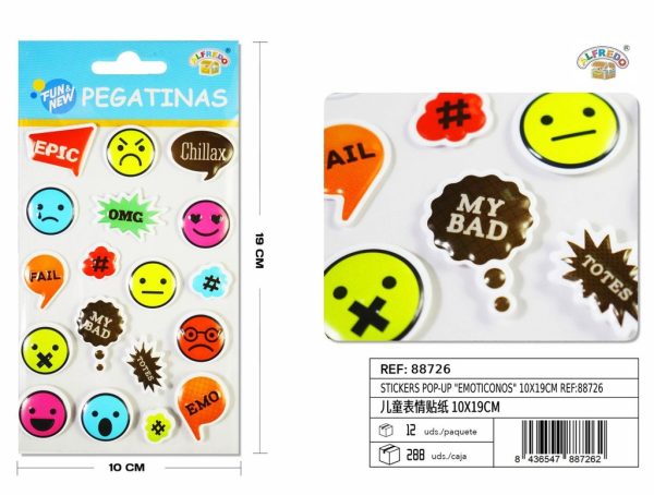 Stickers pop-up emoticonos 10x19cm - Material de papelería