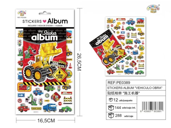Álbum de stickers "Vehículo de obra" 16.5x26.5 cm - Artículos de manualidades