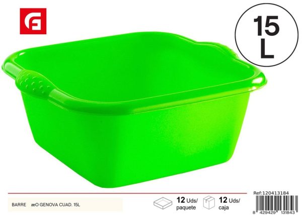 Barreño Genova cuadrado 15 L - Artículos de hogar y jardín