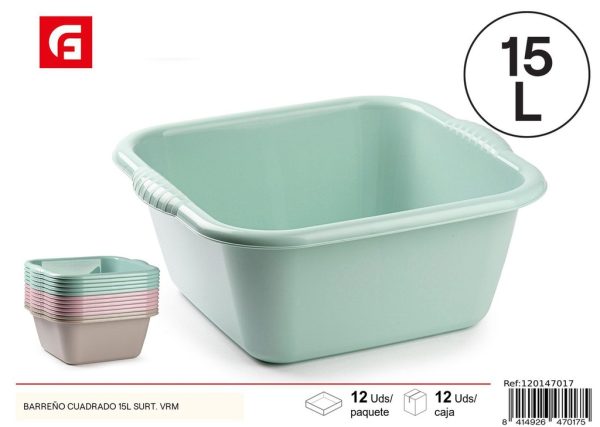Barreño cuadrado 15L surtido VRM - Cubo de plástico para uso doméstico
