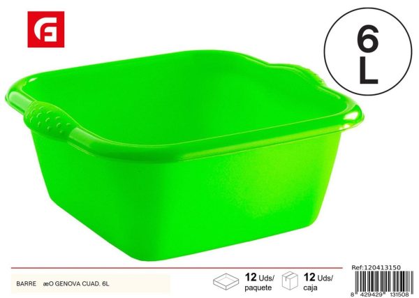 Barreño cuadrado Genova 6L - Accesorios de hogar