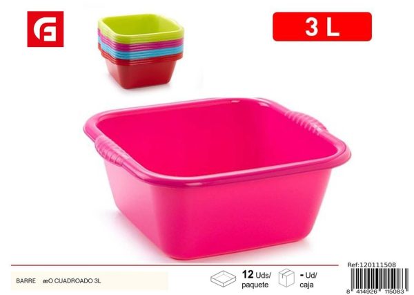 Barreño cuadrado de 3L - Plásticos de hogar