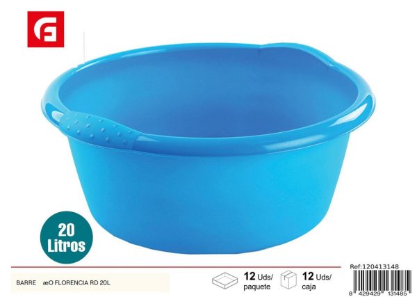 Barreño de plástico Florencia 20L para uso doméstico
